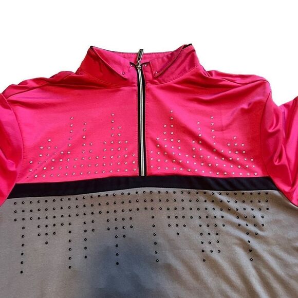 Jamie Sadock Golf Shirt. Pink and Grey with 1/4 Zipper. Short Sleeves. Sz Small - Picture 3 of 11